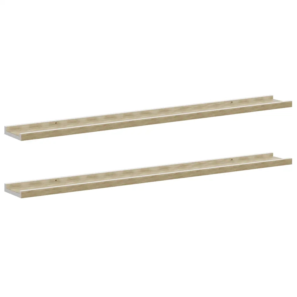 Mensole da Parete 2 pz Bianco e Rovere Sonoma 100x9x3 cm