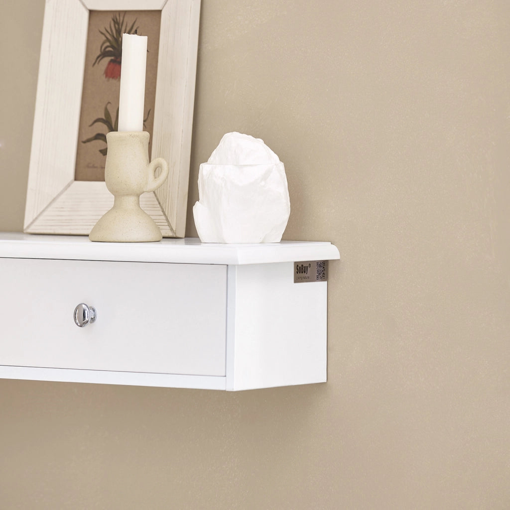 SoBuy FRG43-W Mensola con cassetti, Libreria, porta gioielli a chiavi,bianco