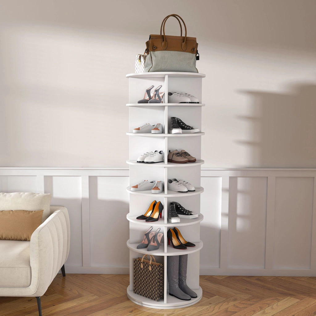 SCARPIERA girevole a 7 livelli 65x65x21.5 cm PVC bianco