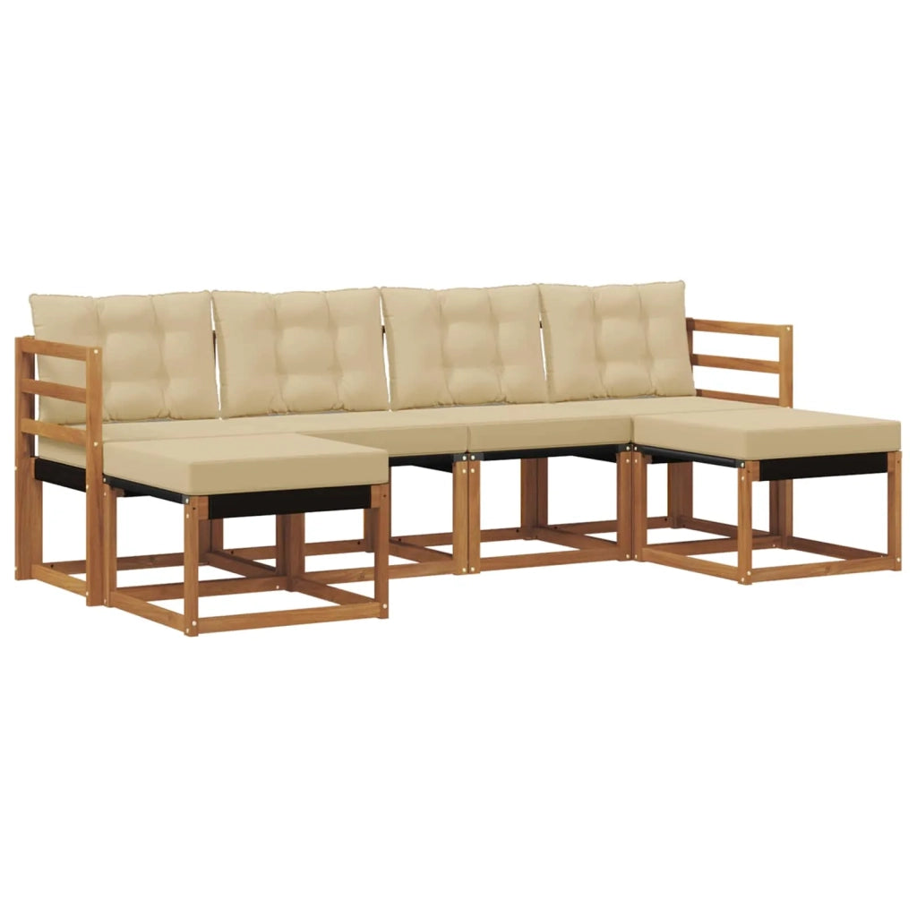Set di divani da esterno con cuscino 6 pcs Naturale e Beige 3368920