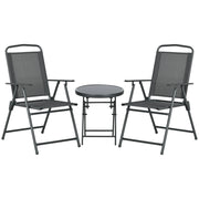Set Giardino 3 Pezzi con Sedie e Tavolino ¨C Zephmum ¨C Grigio Scuro, Metallo