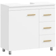 Mobile Sottolavabo Bagno, Design a Tre Livelli, MDF, Truciolato, Bianco