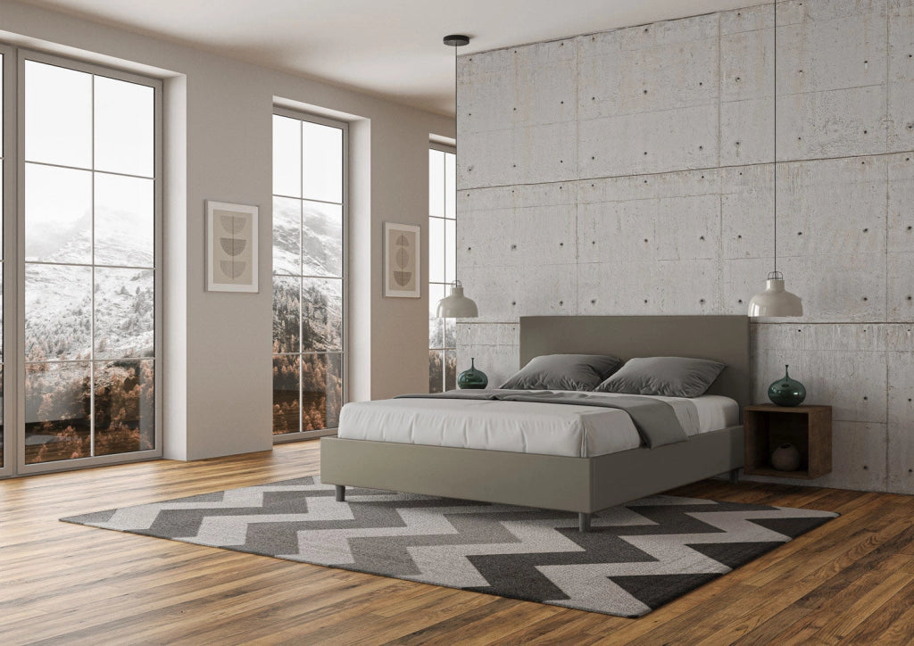 Letto matrimoniale senza rete imbottito 160x210 similpelle tortora Adele