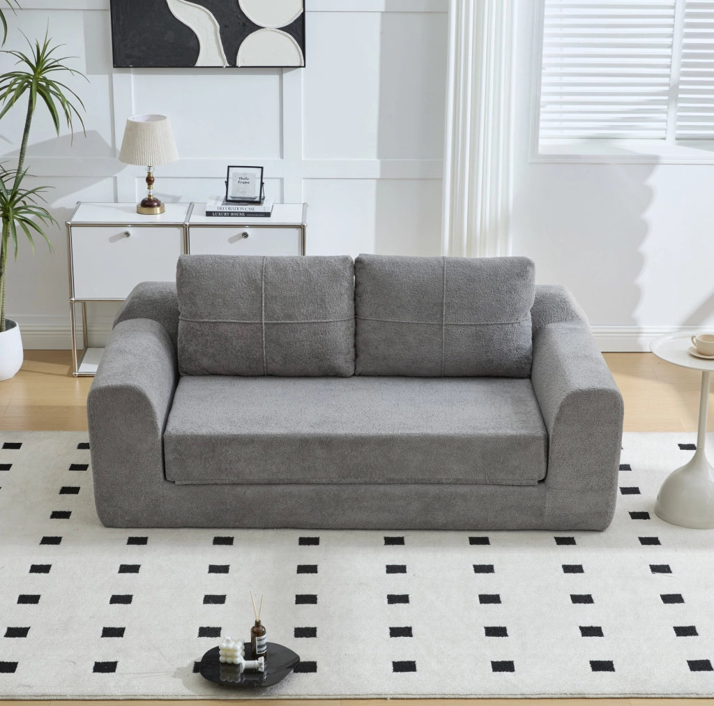 Divano letto da pavimento 2 in 1 in velluto grigio scuro