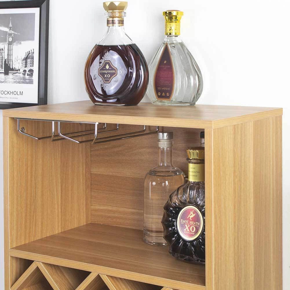 Mobile Bar Cantinetta Bottiglie Vino Legno Cantina 8 Posti Porta Calici Marrone