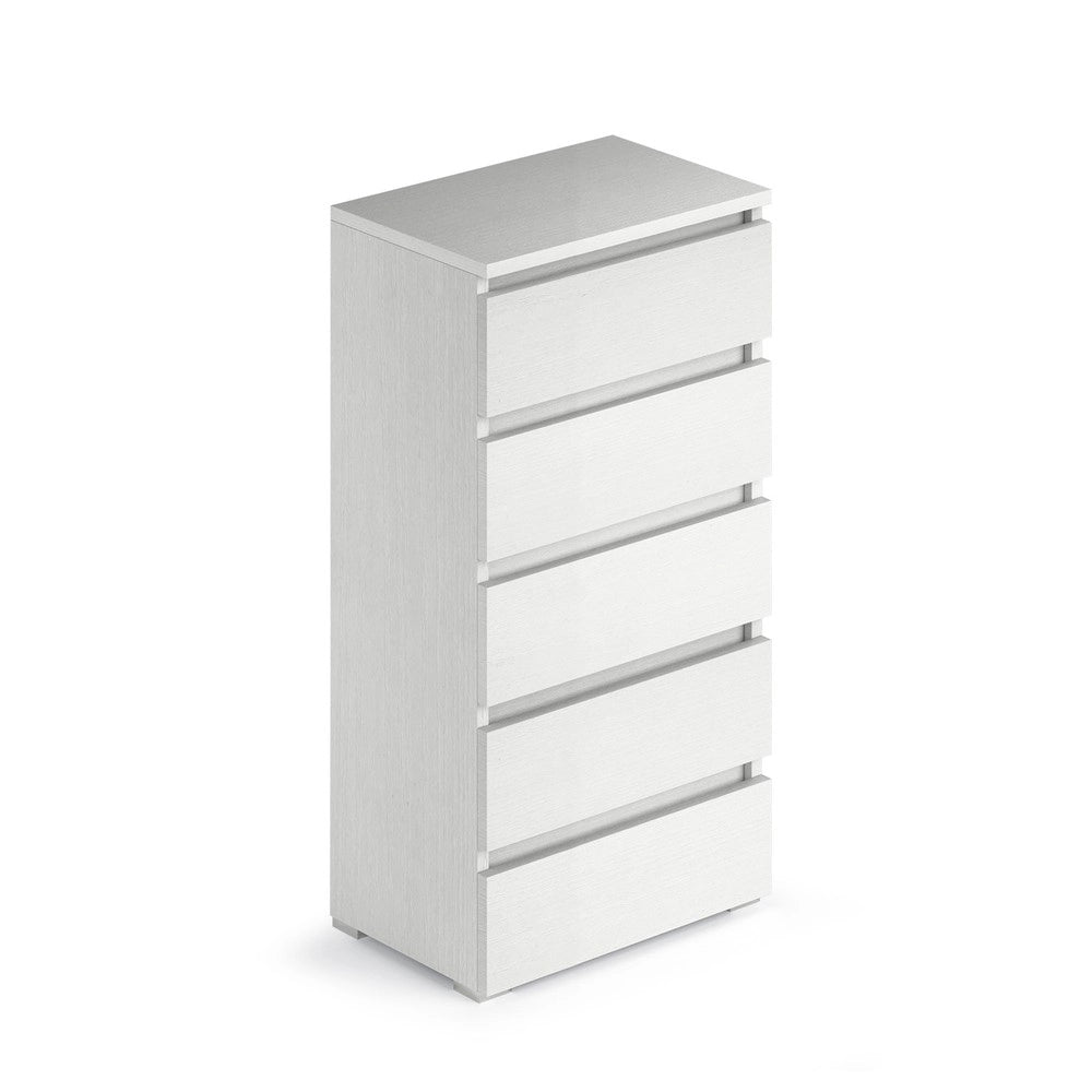 Cassettiera 5 cassetti 47x40x127h MONTATA colore bianco frassinato
