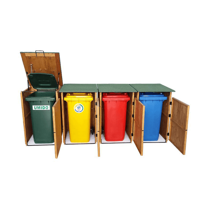 BOX PORTA RIFIUTI IN LEGNO L.74 x P.86 x H.116 100% MADE IN ITALY