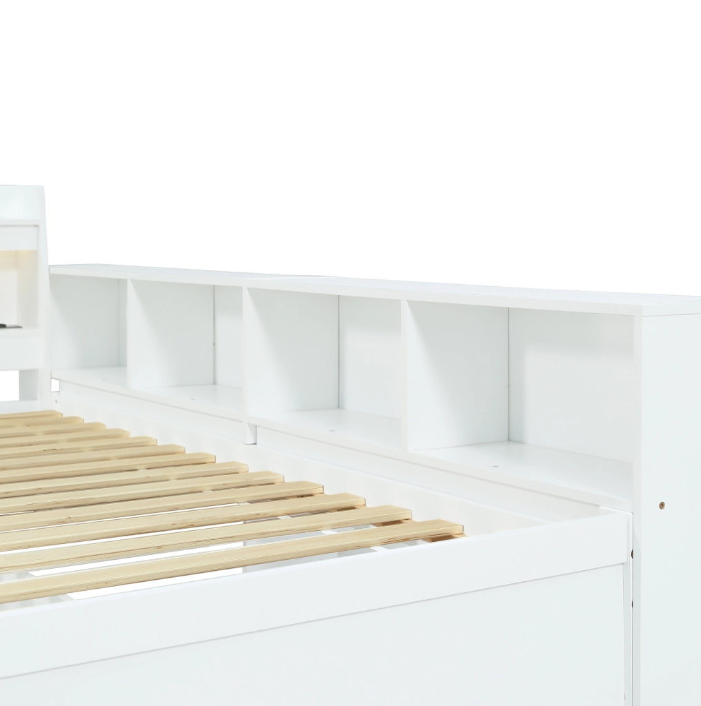 Letto singolo 90x200 cm con testiera contenitore e luci