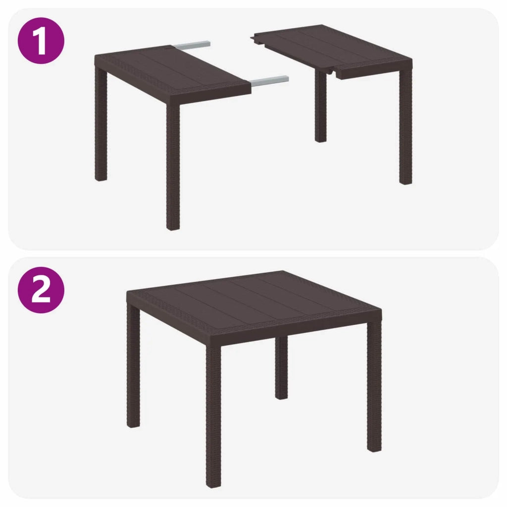 Set da Pranzo per Giardino 3 pcs Marrone Polipropilene 3378681