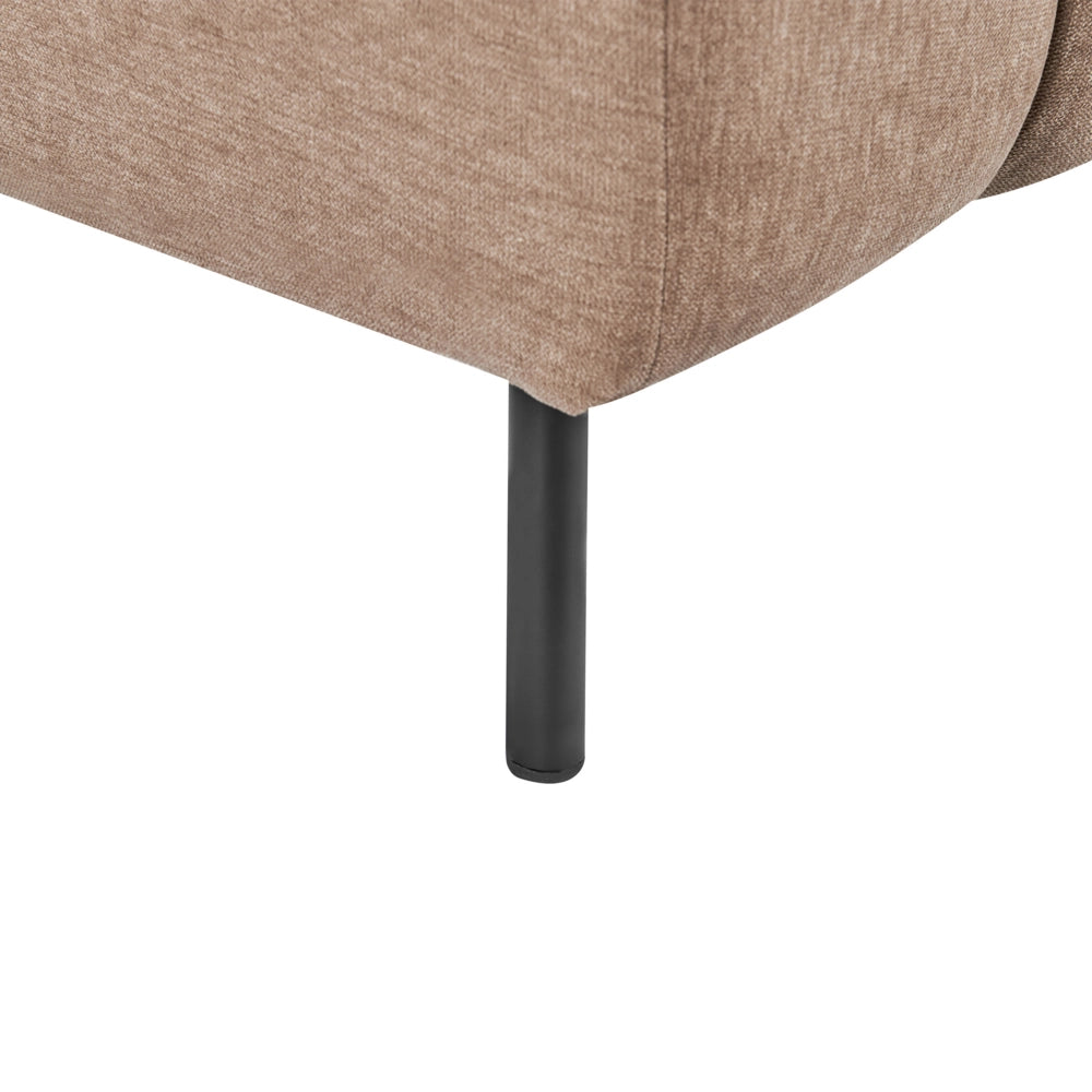 Chaise Lounge con Rivestimento in tessuto marrone Gambe nere Cuscino aggiuntivo lato destro Design moderno e glam