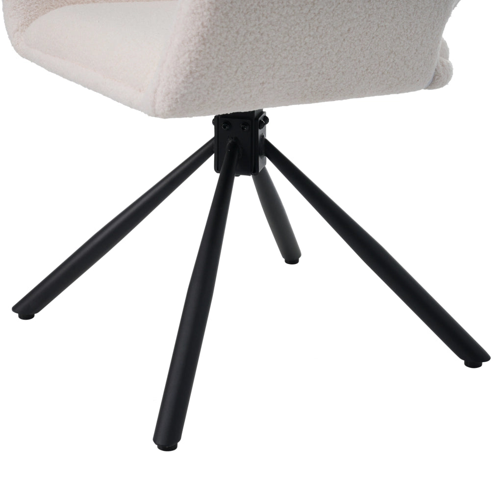 Set 2 sedie girevoli con braccioli in sherpa bianco