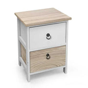 CASSETTIERA IN LEGNO CON 2 CASSETTI COLORE BIANCO E NATURALE 26 X 32 X 46 CM
