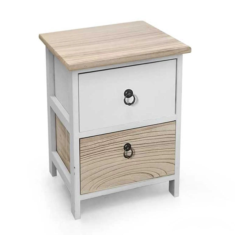 CASSETTIERA IN LEGNO CON 2 CASSETTI COLORE BIANCO E NATURALE 26 X 32 X 46 CM