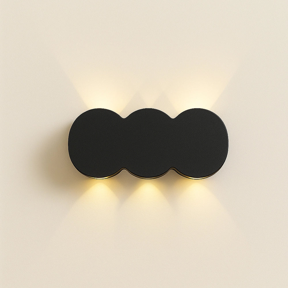 Applique da Muro con 6 Led Lampada a Parete Nera con Luce Bianco Caldo 15x8x3cm