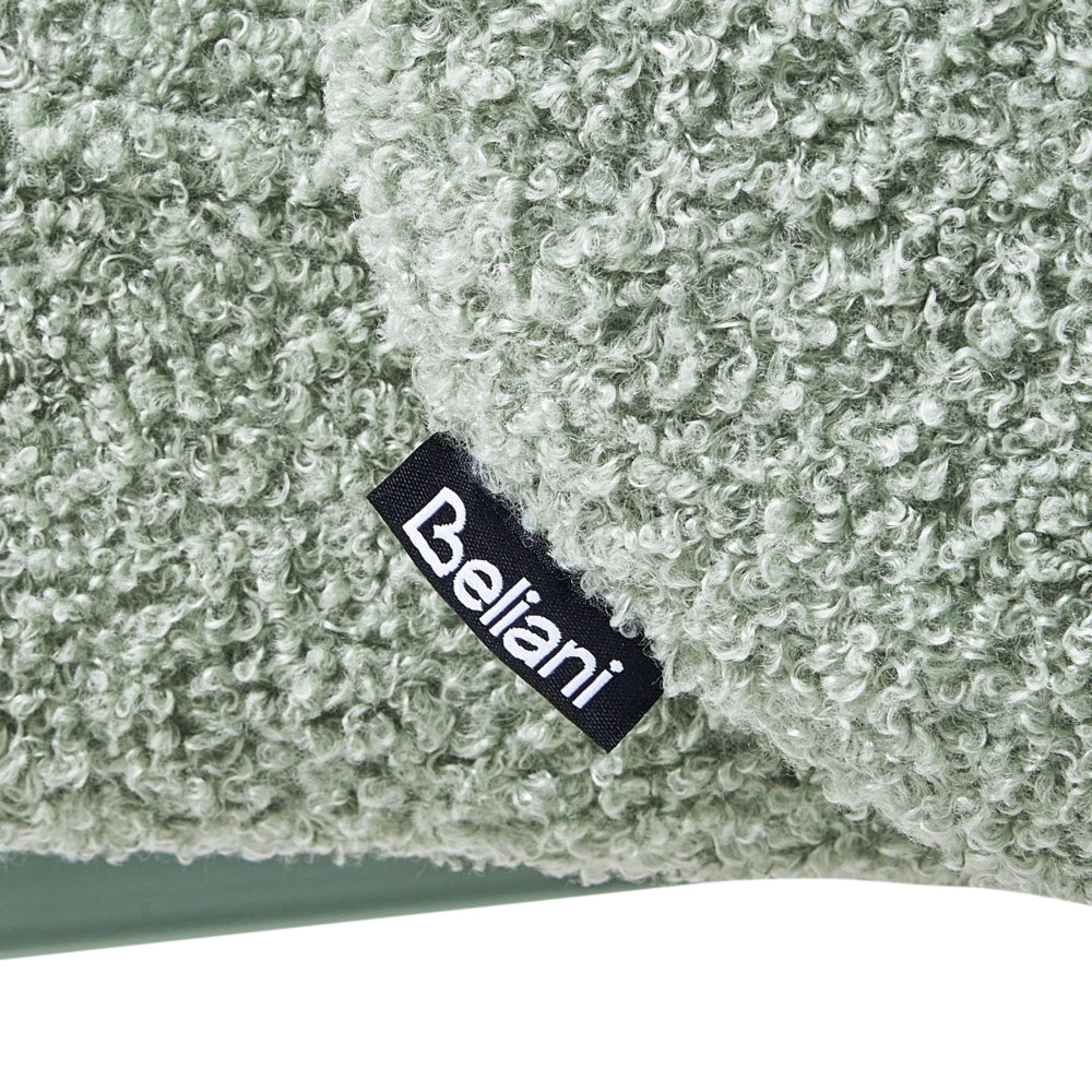 Sedia da sala da pranzo Rivestimento bouclé verde chiaro Base leggera Struttura in ferro Design retrò