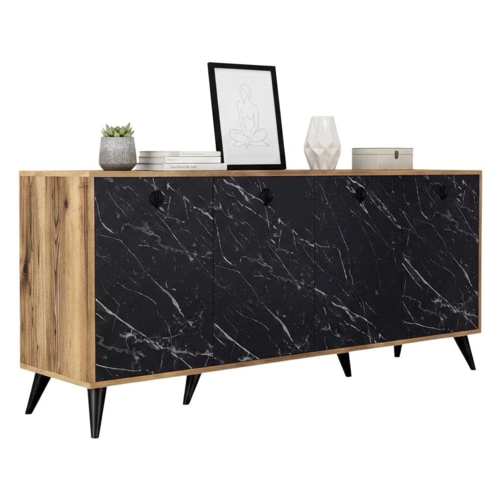Madia Ernie, Credenza 2 Ripiani, 180x45x80h cm Marrone Noce