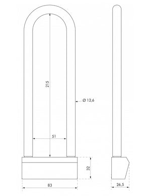 Lucchetto Ottone Nautic 80mm, 3 chiavi, anticorrosione, waterproof, uso esterno arco alto 215mm in ottone - THIRARD