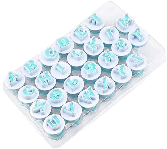 Stampa di biscotti 26 pezzi - forma alfabetica - mallone di fondant - strumento per biscotti DIY - attrezzo per torte - materiale plastico sicuro per l'alimentazione - forme alfabetiche per biscotti