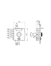 Serratura triplice 3 punti con pomolo, da applicare, acciaio, 154x140 mm, sinistra, 5 chiavi - THIRARD