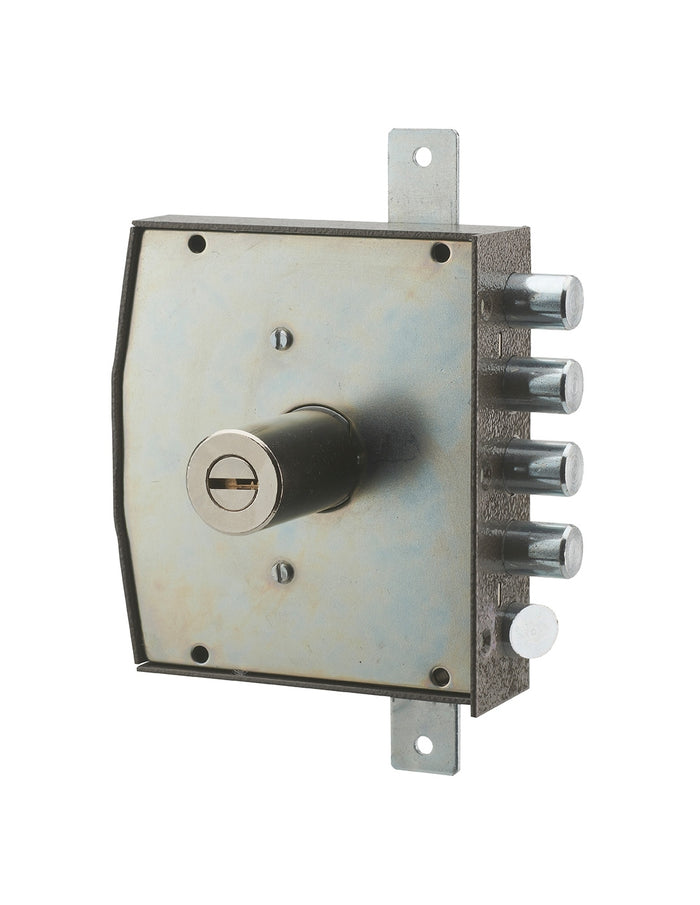 Serratura triplice 3 punti con pomolo, da applicare, acciaio, 154x140 mm, sinistra, 5 chiavi - THIRARD