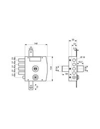 Serratura triplice 3 punti chiave punzonata, da applicare, acciaio, 154x140 mm, sinistra, 5 chiavi - THIRARD