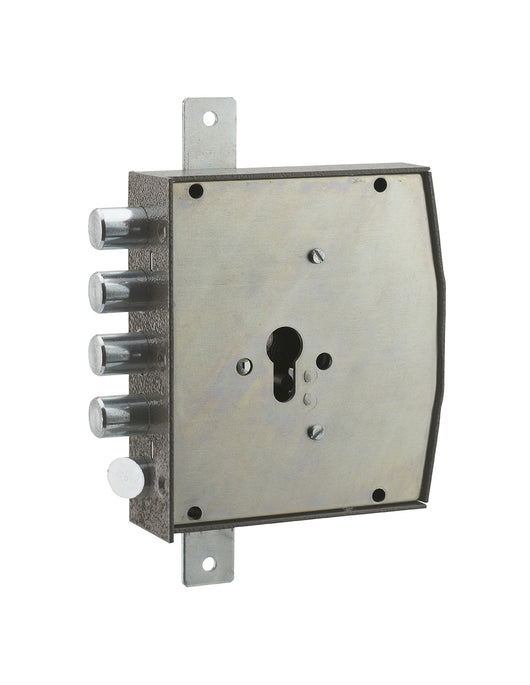 Serratura triplice 3 punti per cilindro europeo, da applicare, acciaio, 154x140 mm, destra, 5 chiavi - THIRARD