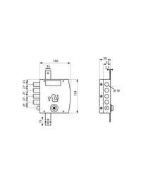 Serratura triplice 3 punti per cilindro europeo, da applicare, acciaio, 154x140 mm, sinistra, 5 chiavi - THIRARD