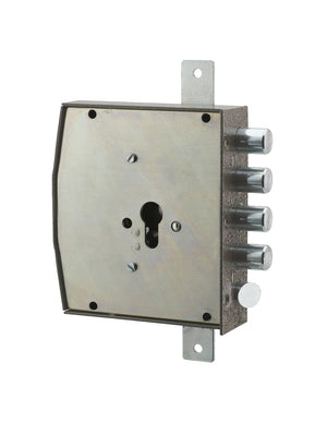 Serratura triplice 3 punti per cilindro europeo, da applicare, acciaio, 154x140 mm, sinistra, 5 chiavi - THIRARD