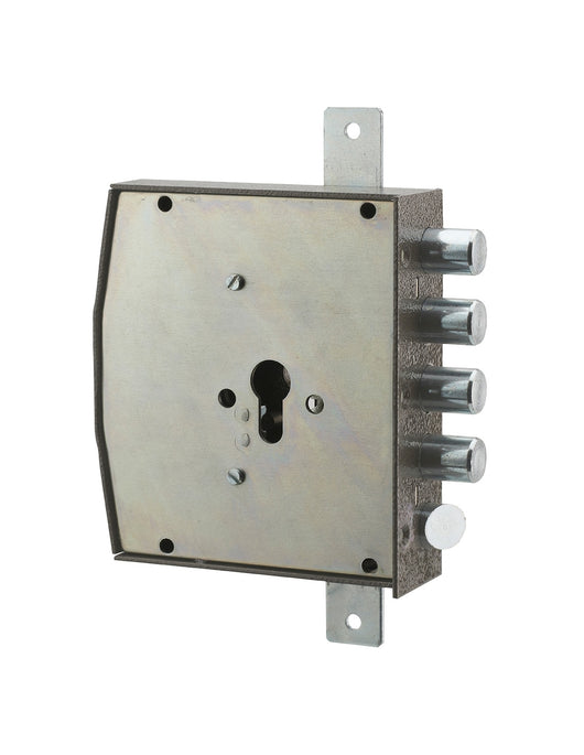 Serratura triplice 3 punti per cilindro europeo, da applicare, acciaio, 154x140 mm, sinistra, 5 chiavi - THIRARD