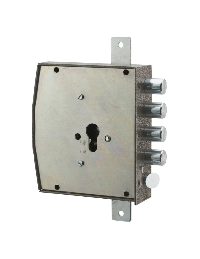 Serratura triplice 3 punti per cilindro europeo, da applicare, acciaio, 154x140 mm, sinistra, 5 chiavi - THIRARD