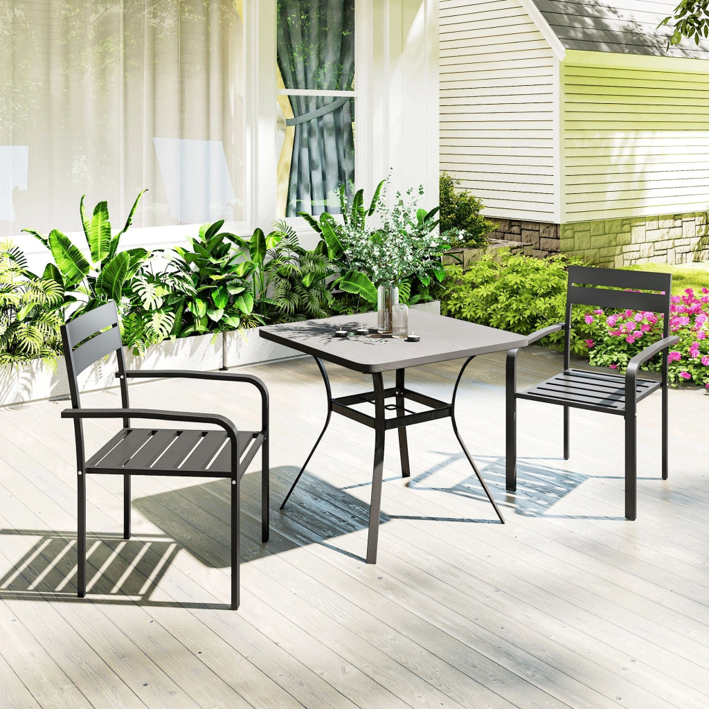 Sedia da giardino impilabile con braccioli ¨C zephmum ¨C grigio scuro, alluminio 56x58x83