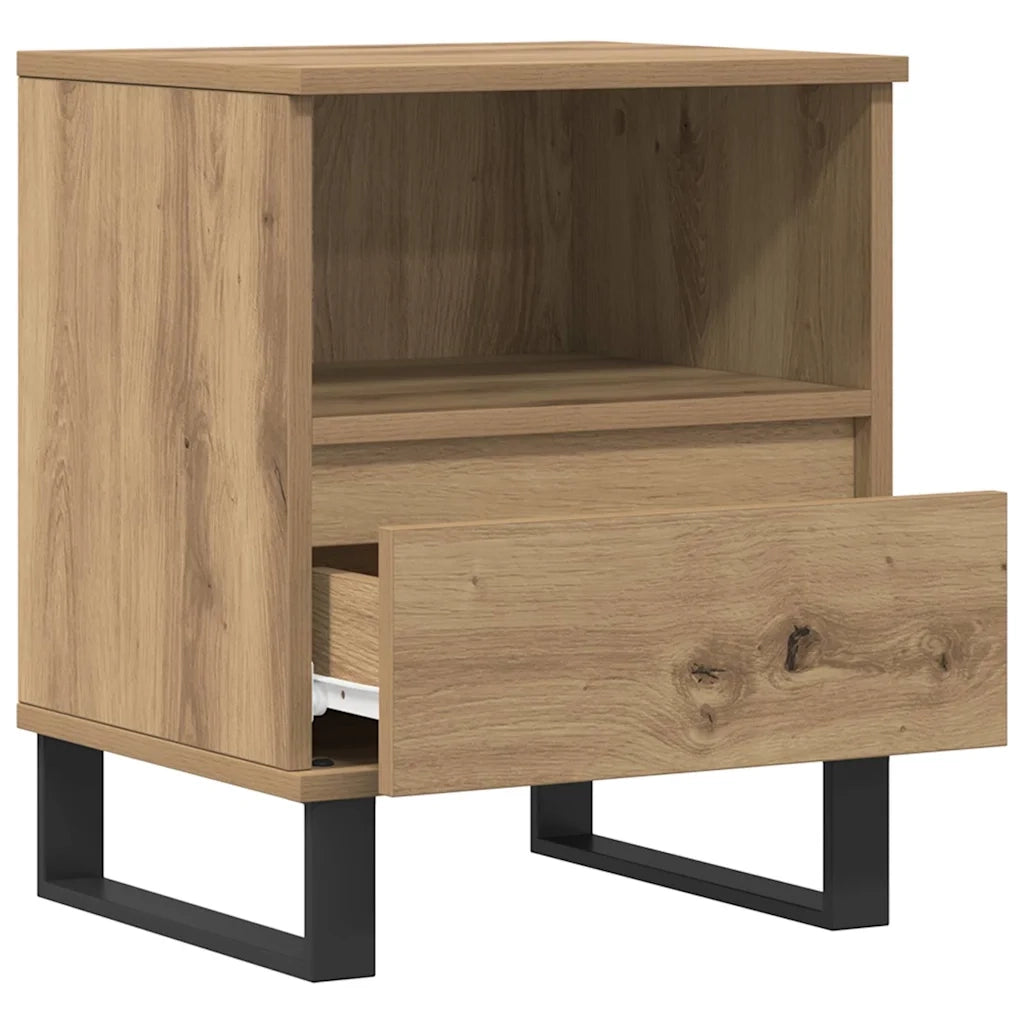 Comodini 2pz Rovere Artigianale 40x35x50 cm Legno Multistrato 857379