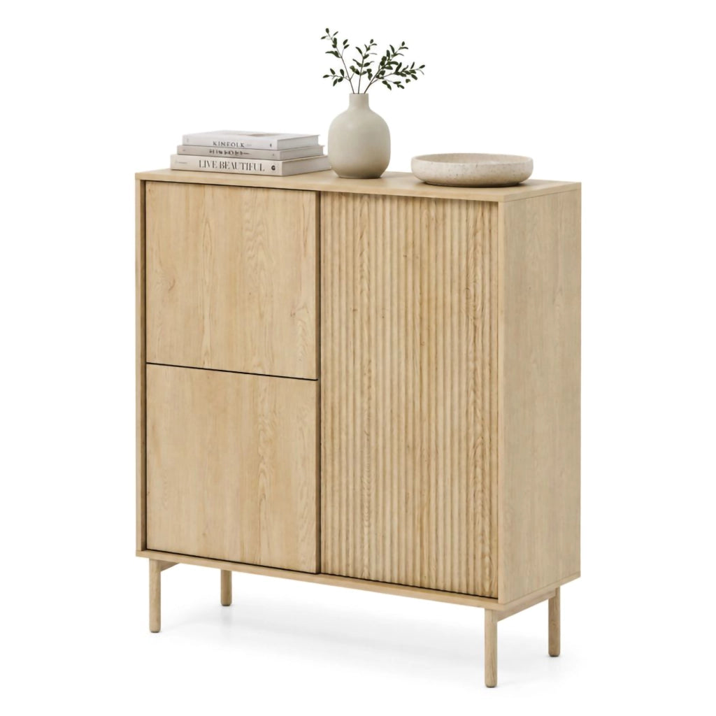 Madia Hatote, Credenza 5 Ripiani, 104x40x122h cm Marrone Rovere