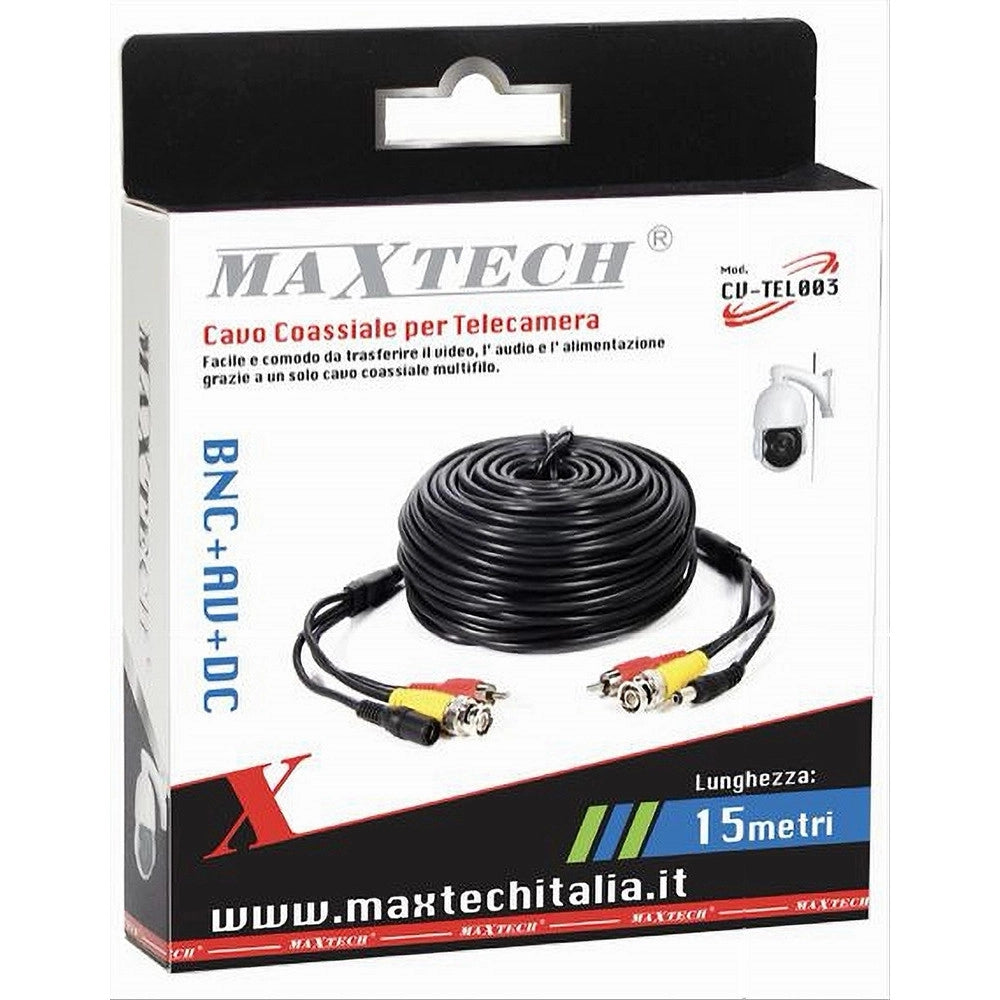 Trade Shop - Cavo Bnc Telecamere Videosorveglianza Alimentazione 15 Mt Maxtech Cv-tel003 -