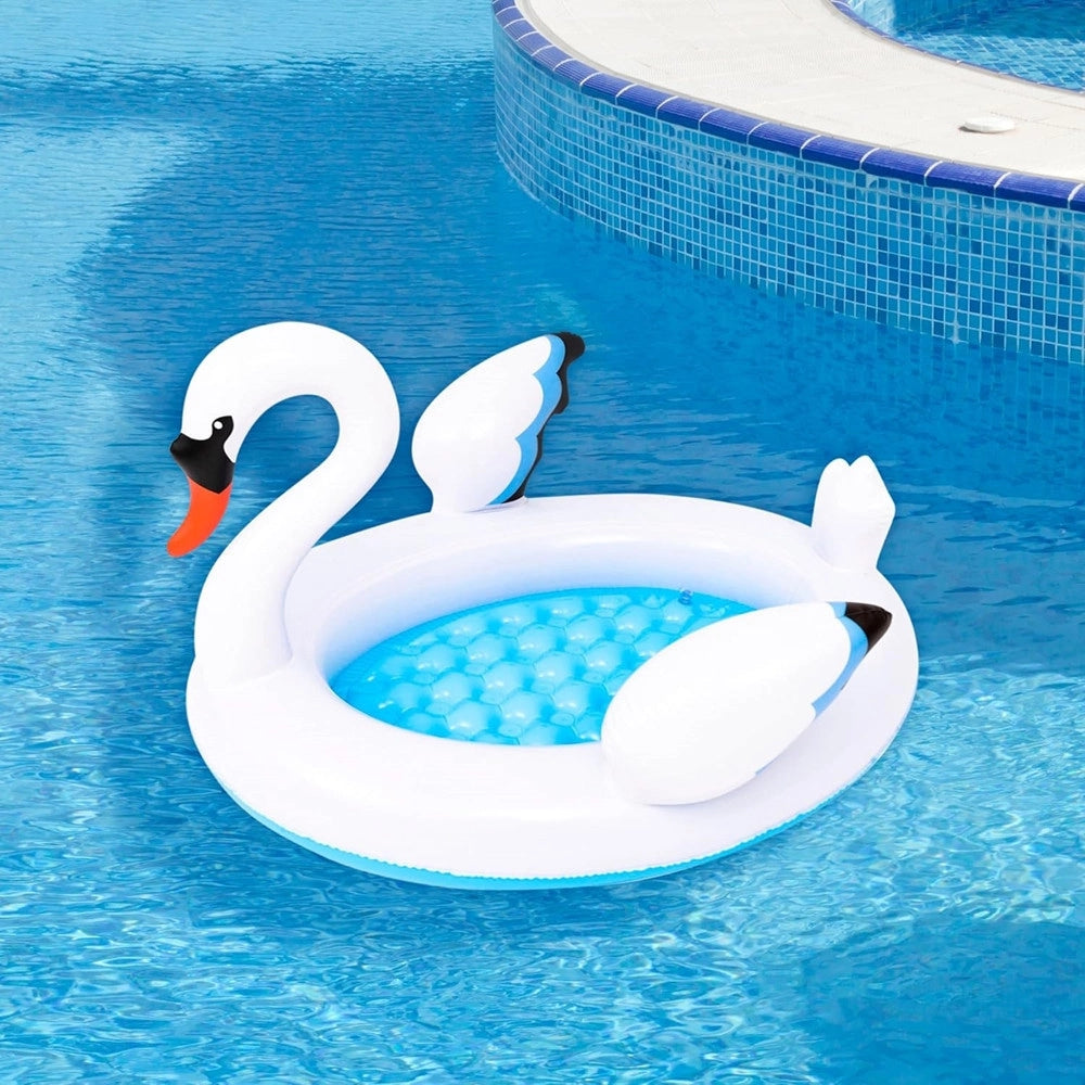 Trade Shop - Piscina Gonfiabile Per Bambini Forma Cigno 108x95x65cm Giardino Divertimento 016147 -