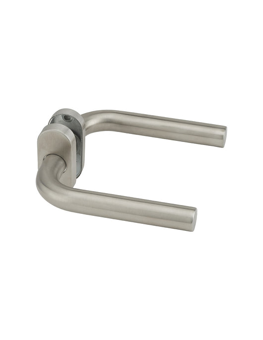 Coppia di maniglie per porta, quadro 7mm, rosetta ovale, acciaio inox 304 satinato - THIRARD