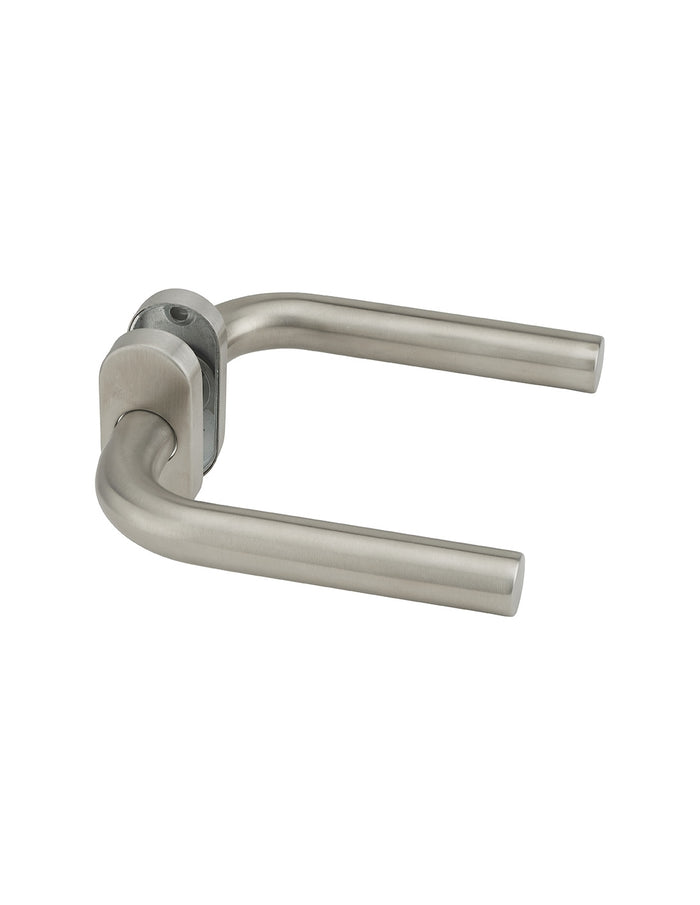 Coppia di maniglie per porta, quadro 7mm, rosetta ovale, acciaio inox 304 satinato - THIRARD