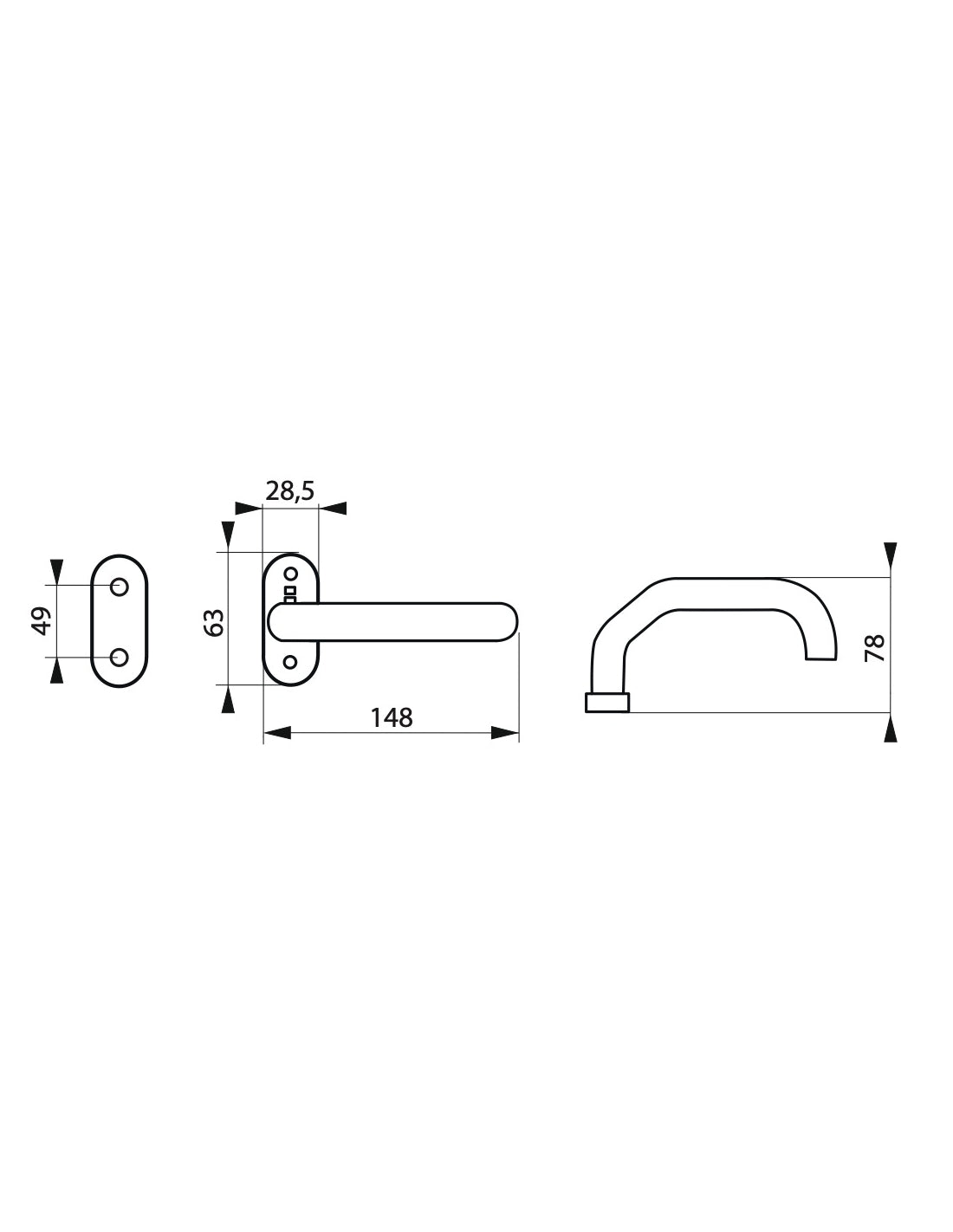 Coppia di maniglie per porta, quadro 7mm, acciaio inox 304 satinato - THIRARD