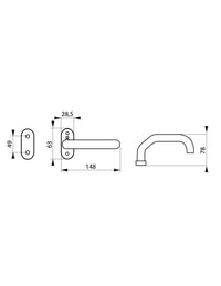 Coppia di maniglie per porta, quadro 7mm, acciaio inox 304 satinato - THIRARD