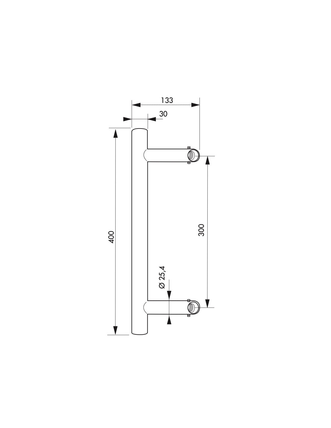 Coppia di maniglie in acciaio inox d 30 per porta a battente ht 400 mm - THIRARD
