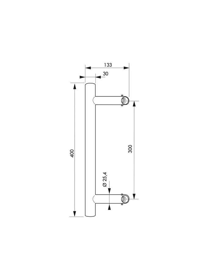 Coppia di maniglie in acciaio inox d 30 per porta a battente ht 400 mm - THIRARD