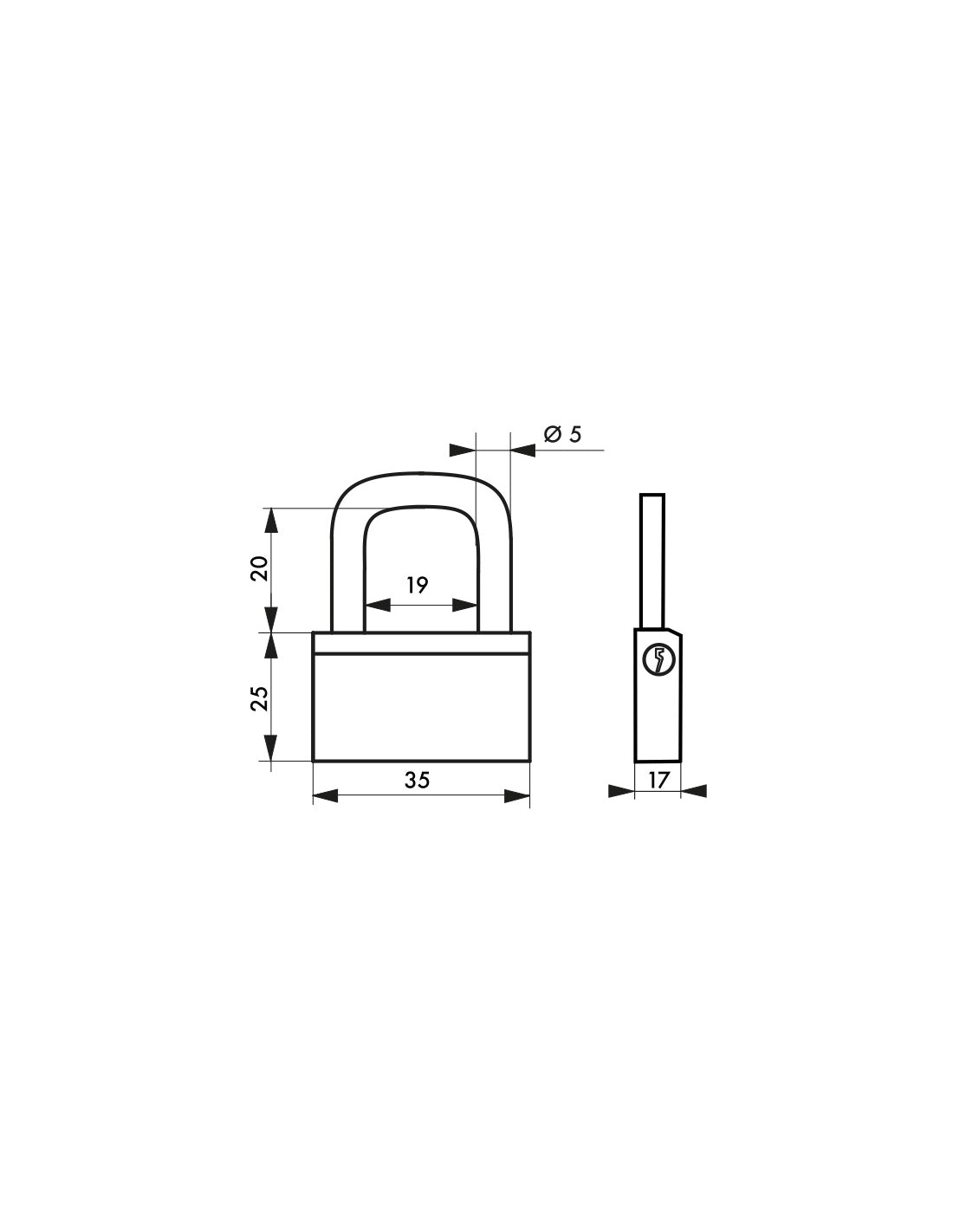 Lucchetto Ottone Nautic 35mm, 3 chiavi, anticorrosione, waterproof, arco acciaio temprato - THIRARD