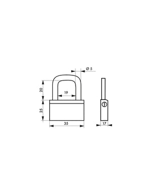 Lucchetto Ottone Nautic 35mm, 3 chiavi, anticorrosione, waterproof, arco acciaio temprato - THIRARD