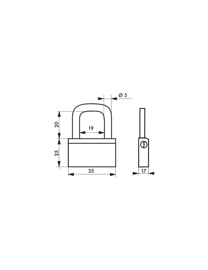 Lucchetto Ottone Nautic 35mm, 3 chiavi, anticorrosione, waterproof, arco acciaio temprato - THIRARD