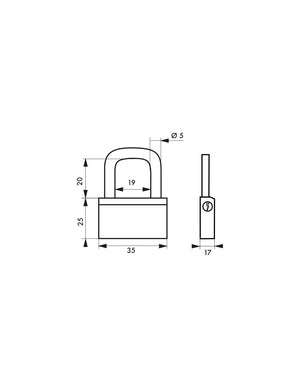 Lucchetto Ottone Nautic 35mm, 3 chiavi, anticorrosione, waterproof, uso esterno arco ottone - THIRARD