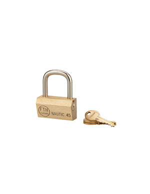 Lucchetto Ottone Nautic 45mm, 3 chiavi, anticorrosione, waterproof, arco acciaio temprato - THIRARD