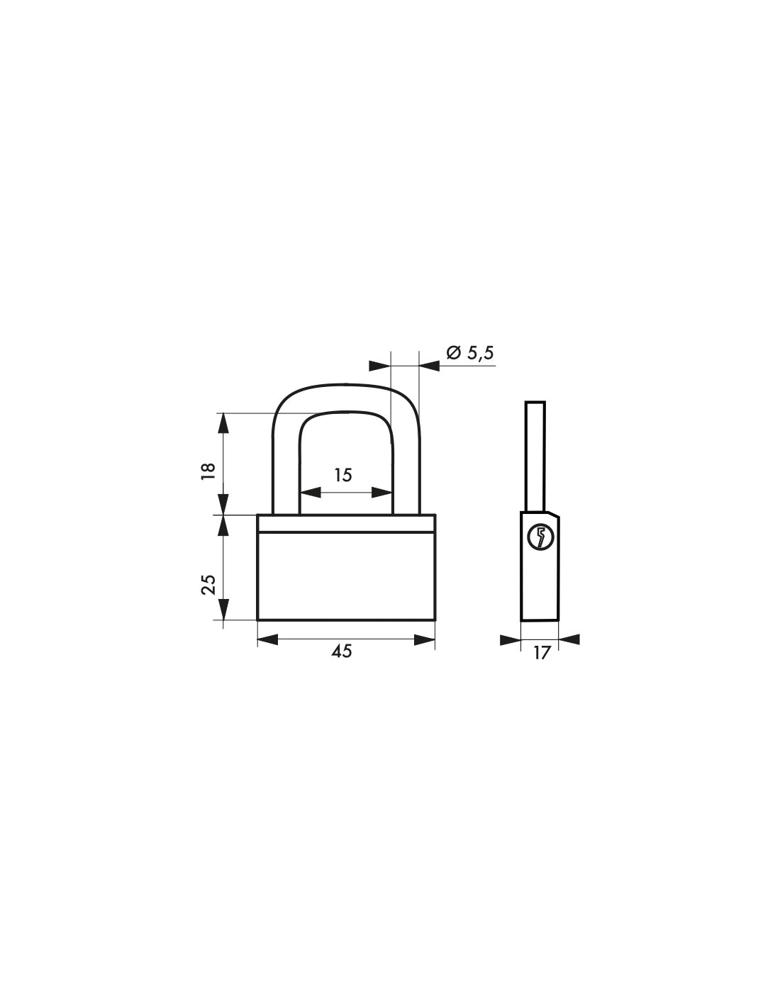 Lucchetto Ottone Nautic 45mm, 3 chiavi, anticorrosione, waterproof, arco acciaio temprato - THIRARD