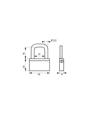Lucchetto Ottone Nautic 45mm, 3 chiavi, anticorrosione, waterproof, arco acciaio temprato - THIRARD