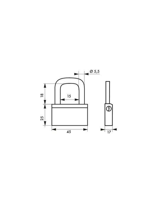 Lucchetto Ottone Nautic 45mm, 3 chiavi, anticorrosione, waterproof, arco acciaio temprato - THIRARD