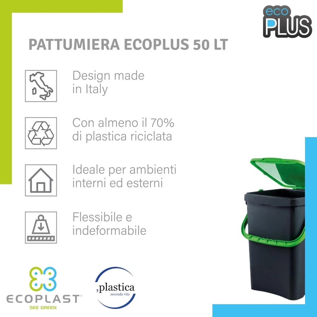 Ecoplast Pattumiera Differenziata 50L Blu Riciclata